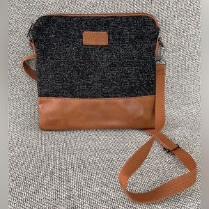 Black and Brown Messenger Bag with Leather Accents